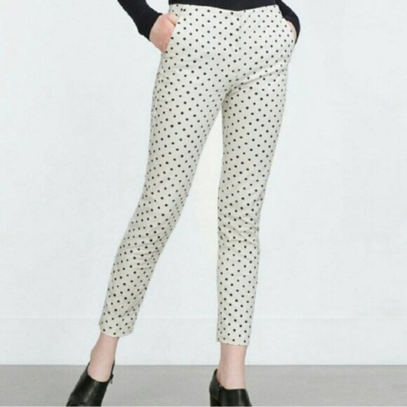 Ralph Lauren LRL Women Polka Dot Slim Trousers Pants Ankle Size 6 Preppy Stretch - Picture 1 of 9
